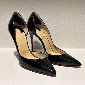 Christian Louboutin 100mm Iriza Black Patent Leather Pumps